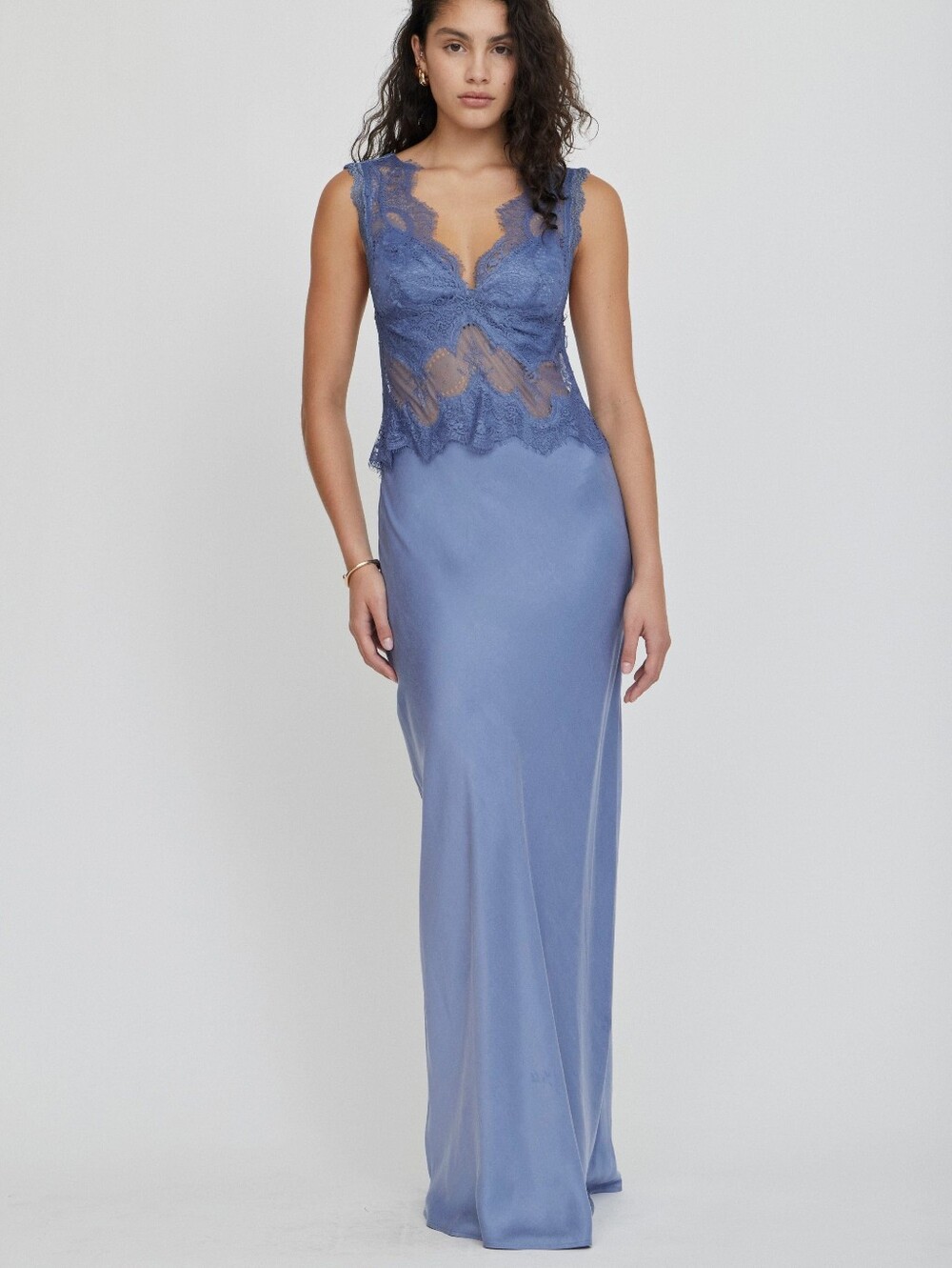 Third Form VISIONS LACE FLOOR LENGTH DRESS In Slate